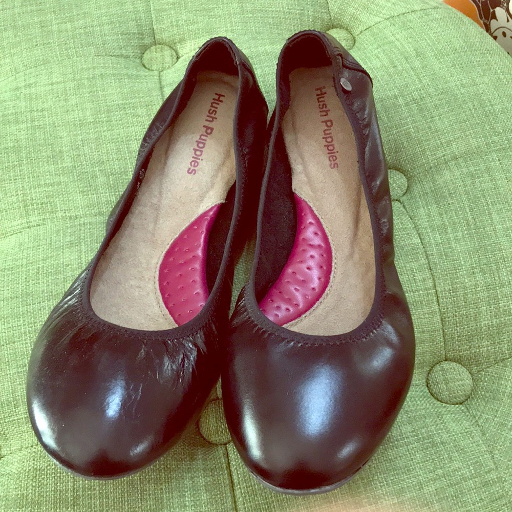 Hush Puppies sz 9 black leather Chaste Ballet flat